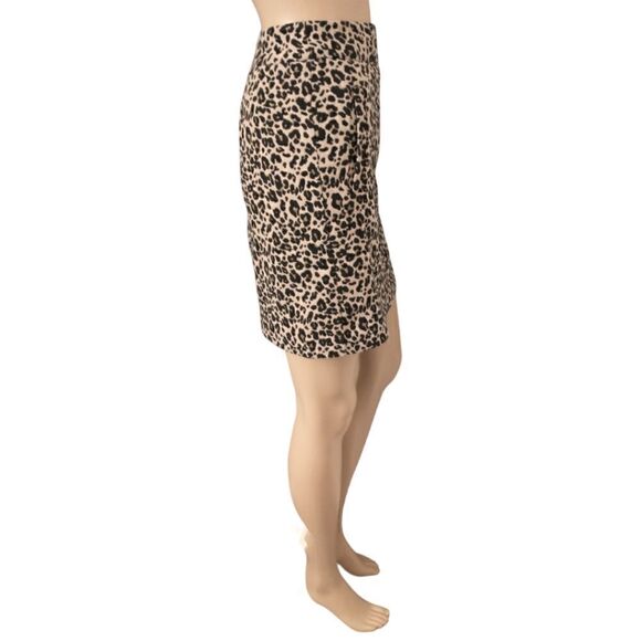 Loft Mini Skirt 0P Pointe Knit A Line Animal Print Pocket Cheetah Stretch Petite - Picture 10 of 16